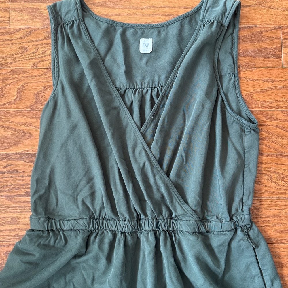 Gap olive green wide leg cropped jumpsuit - Picture 3 of 6